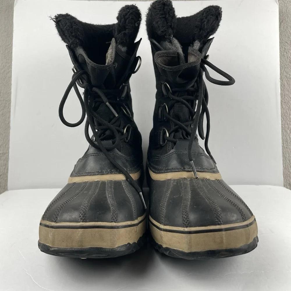 Sorel WaterProof Rain Boots Black Ripstop Lace Up Lined Duck - Mens Size 10